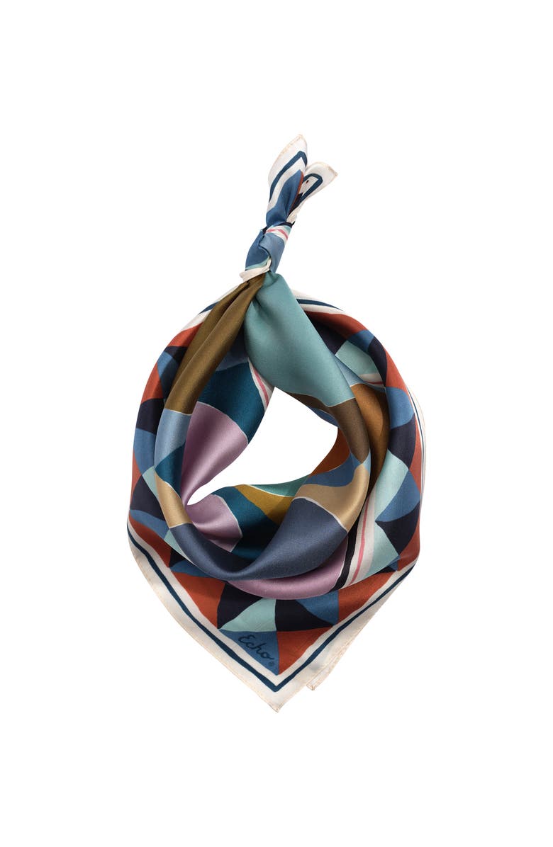 Echo Painted Dots Silk Bandana, Alternate, color, Denim Blue