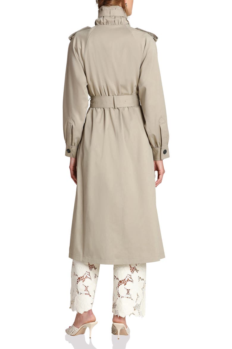Funnel Neck Maxi Trench Coat, Alternate, color, SAGE
