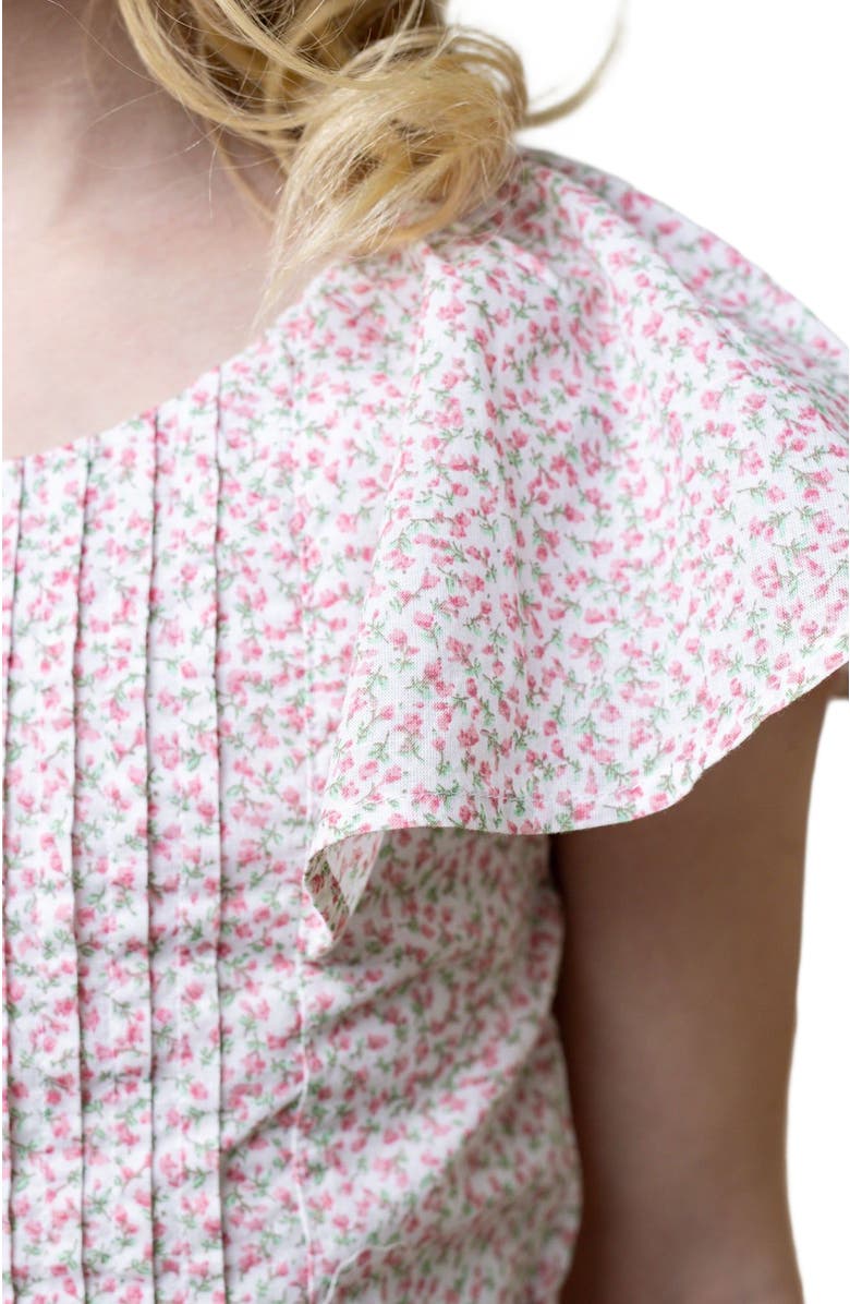 Hope & Henry Girls' Organic Flutter Sleeve Pintuck Jumpsuit, Kids, Alternate, color, Vintage Petal Ditsy