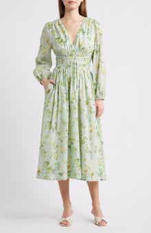 Rylee Floral Long Sleeve Cotton Midi Dress