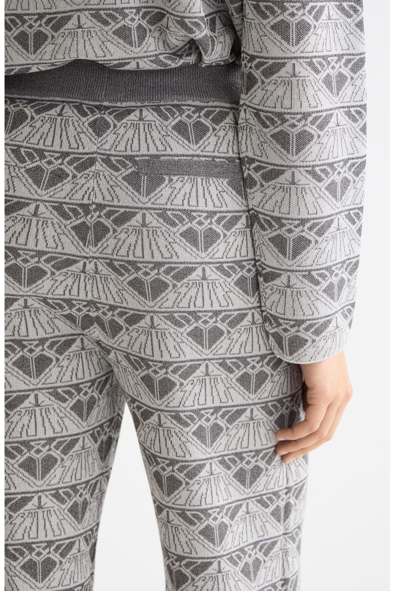 Logo Jacquard Knit Pants, Alternate, color, SILVER/ GUNMETAL