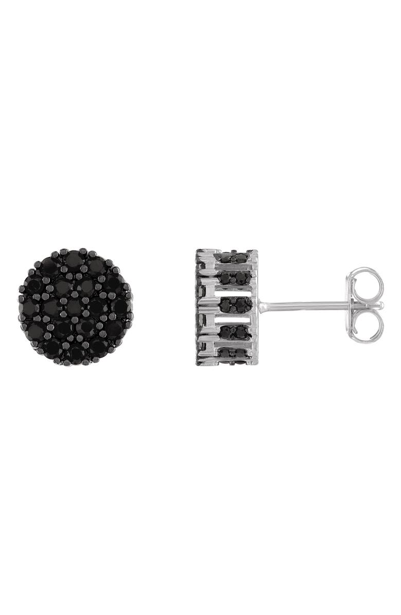 FZN Sterling Silver CZ Pavé Stud Earrings, Main, color, Black