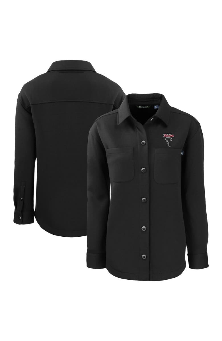 Cutter & Buck Women's Cutter & Buck Black Atlanta Falcons Throwback Logo Roam Eco Knit Button-Up Shirt Jacket, Main, color, 