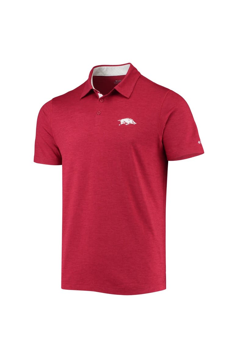Men's Columbia Cardinal Arkansas Razorbacks Tech Trail Omni-Shade Polo, Alternate, color, Cardinal