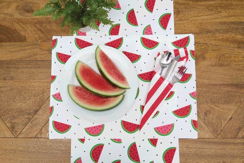 C & F Home C&f Home Watermelon Whimsy Placemats Set Of 6, 14" X 20" In White