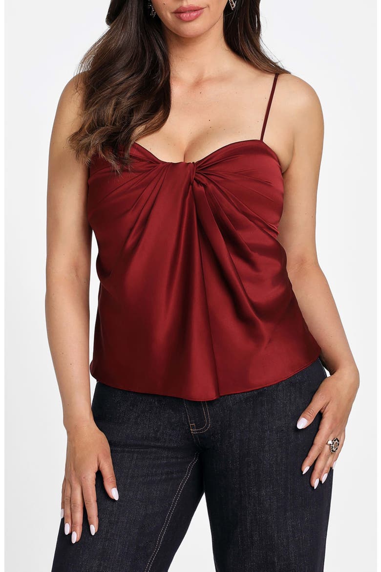 Aretha Drape Satin Camisole, Main, color, DARK JAM RED
