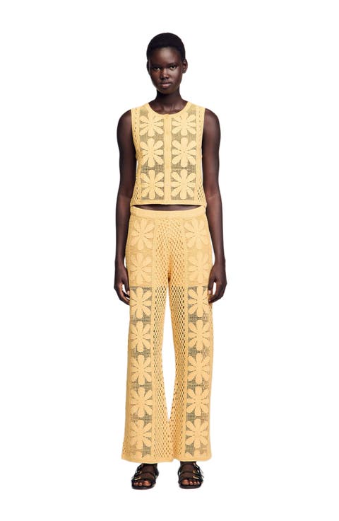 Crochet straight-leg trousers