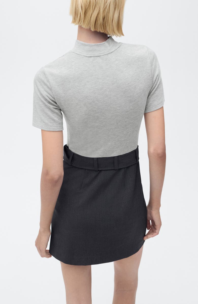 MANGO Belted Minidress, Alternate, color, Grey