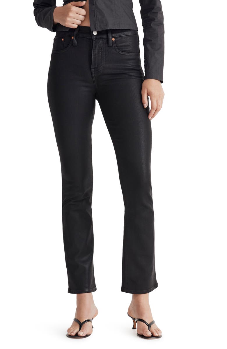 Madewell Kick Out Coated Crop Jeans, Main, color, True Black