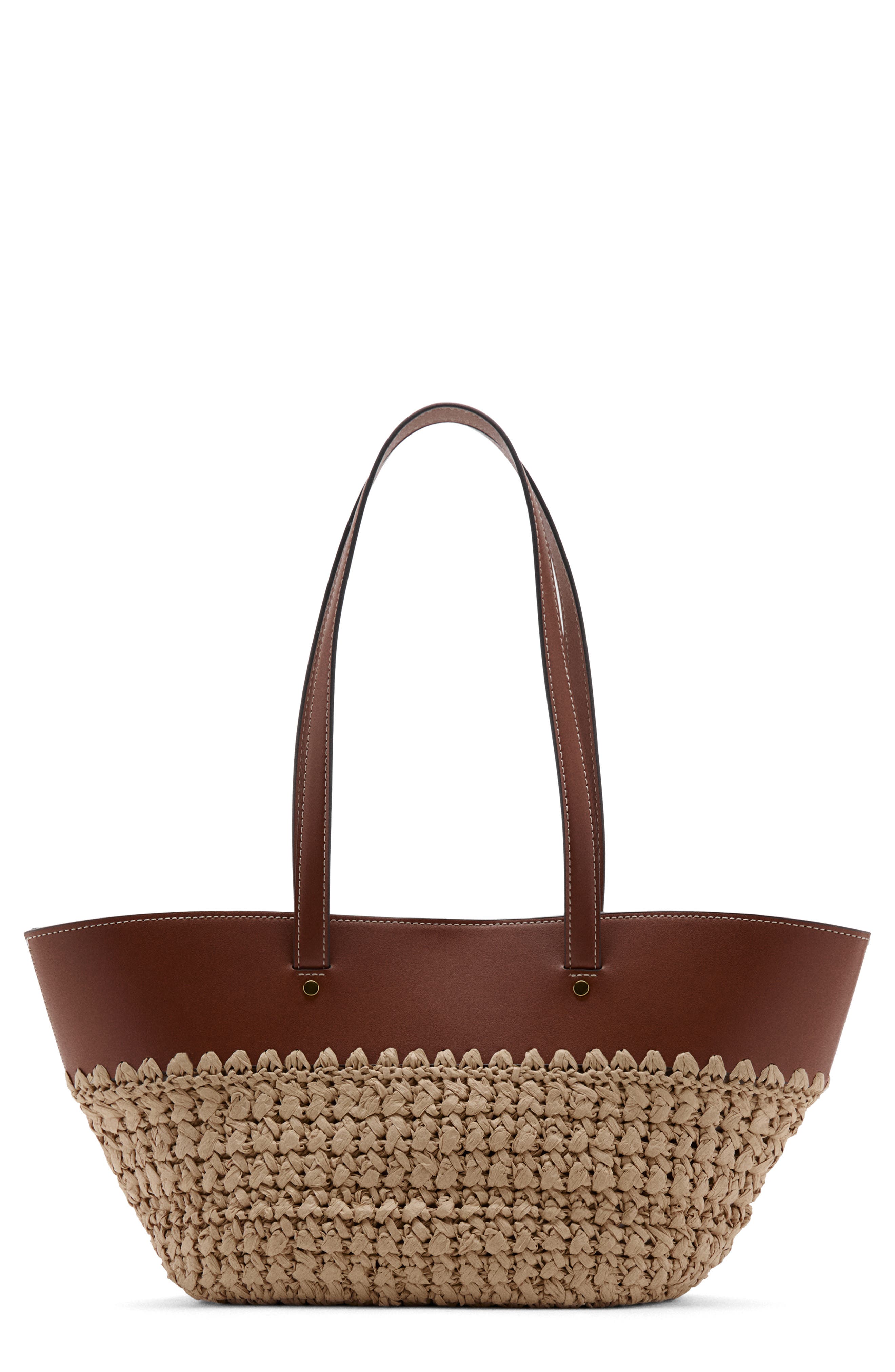 Natural Fiber Tote Bag, Main, color, LEATHER