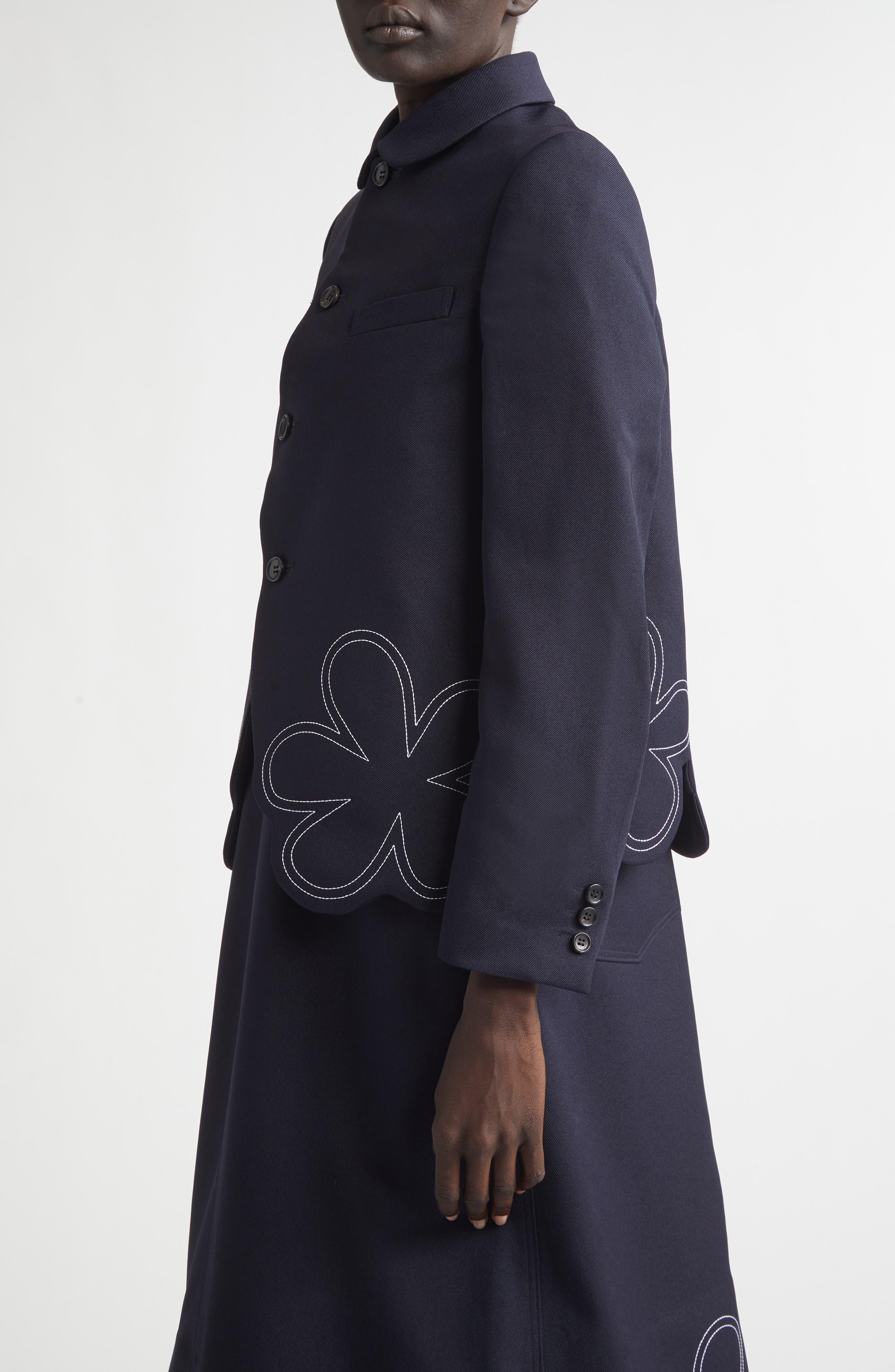 Comme des Garçons Girl Floral Embroidered Gabardine Cutaway Jacket
