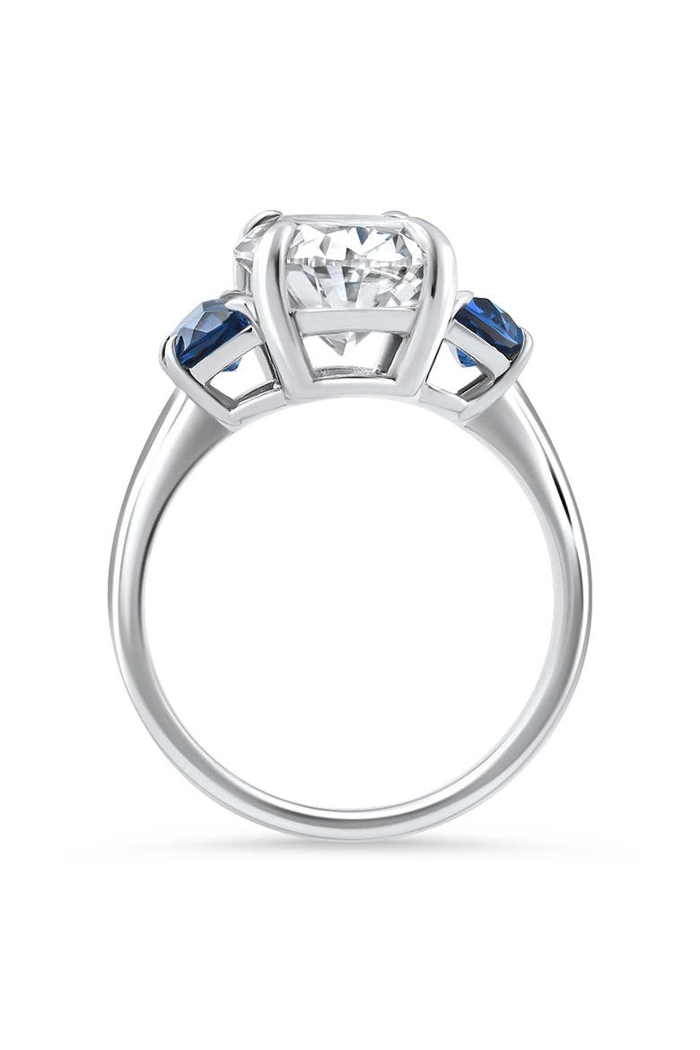 Certified 4.70Ct Oval Diamond & Blue Sapphire Ring 14k Gold Lab Grown, Alternate, color, 14k White Gold