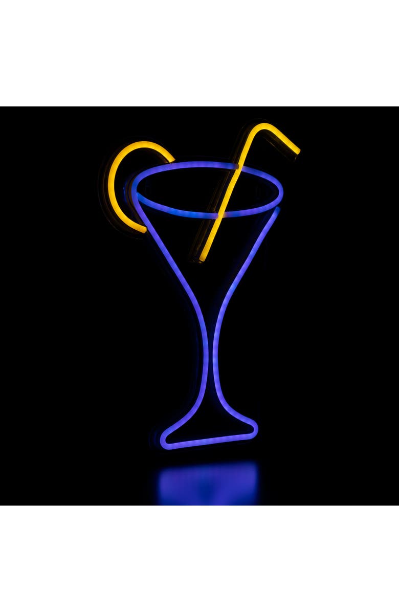 Northlight LED Martini Cocktail Neon Lighted Wall Art - 17" - Blue and Yellow, Alternate, color, Blue