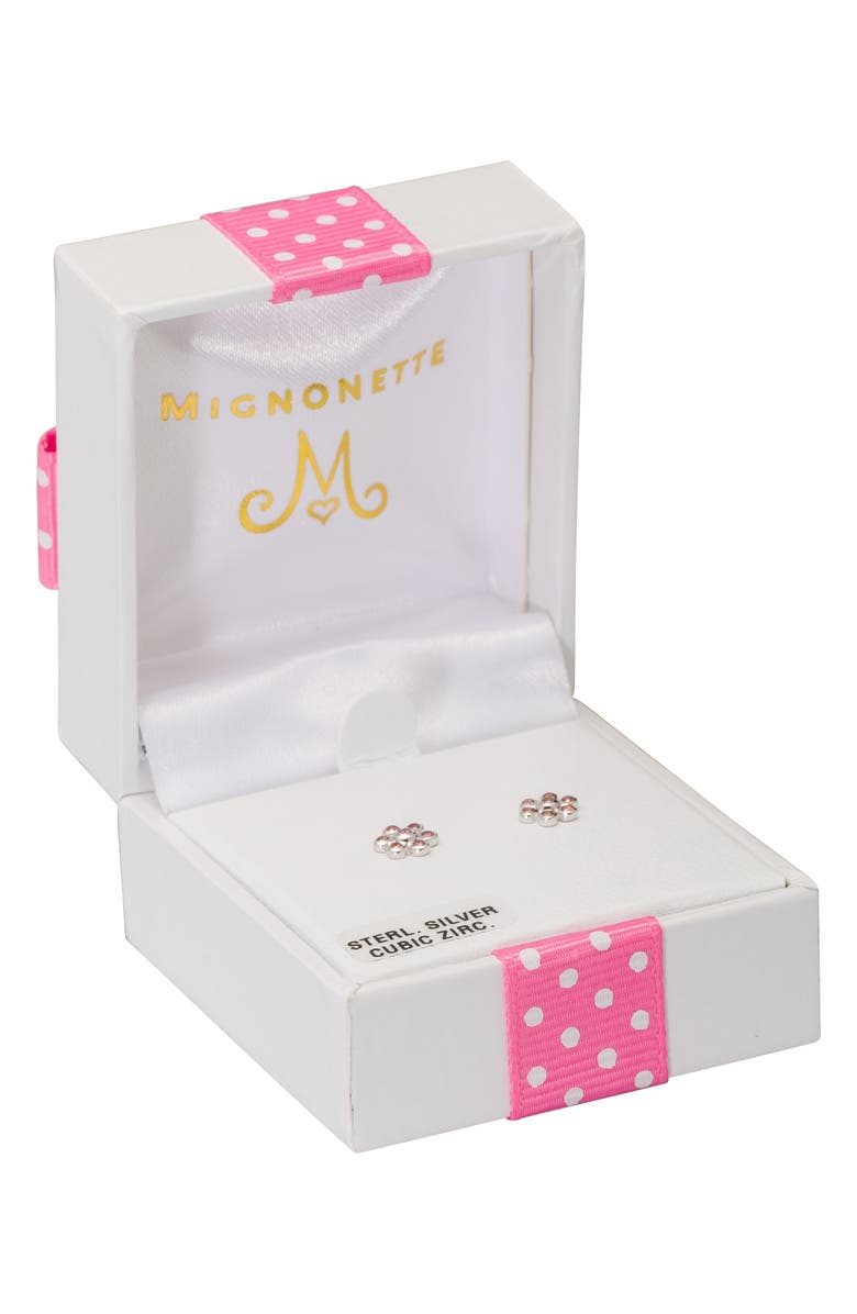 Mignonette Sterling Silver & Cubic Zirconia Flower Earrings, Alternate, color, 