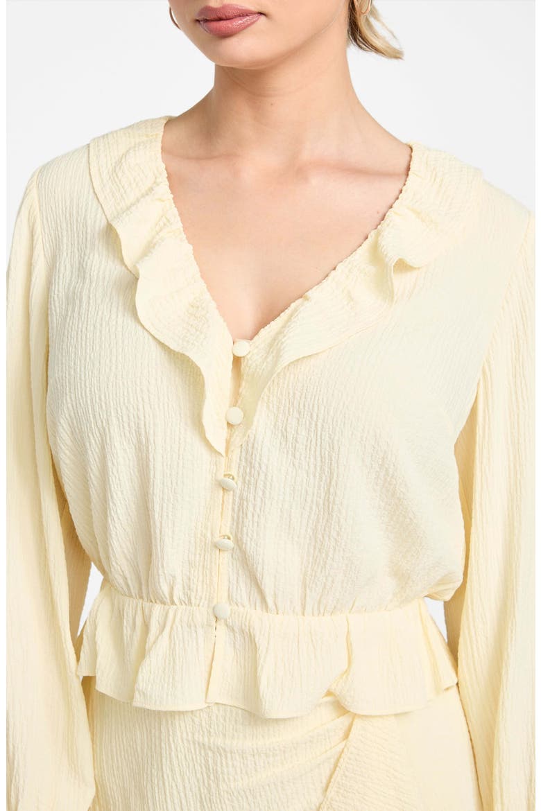 Shaelo Long Sleeve Button-Up Crop Top, Alternate, color, YELLOW