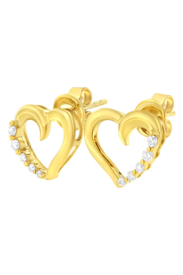 14K Yellow Gold 1/8 Ct Diamond Journey Heart Hoop Earrings, Alternate, color, Yellow