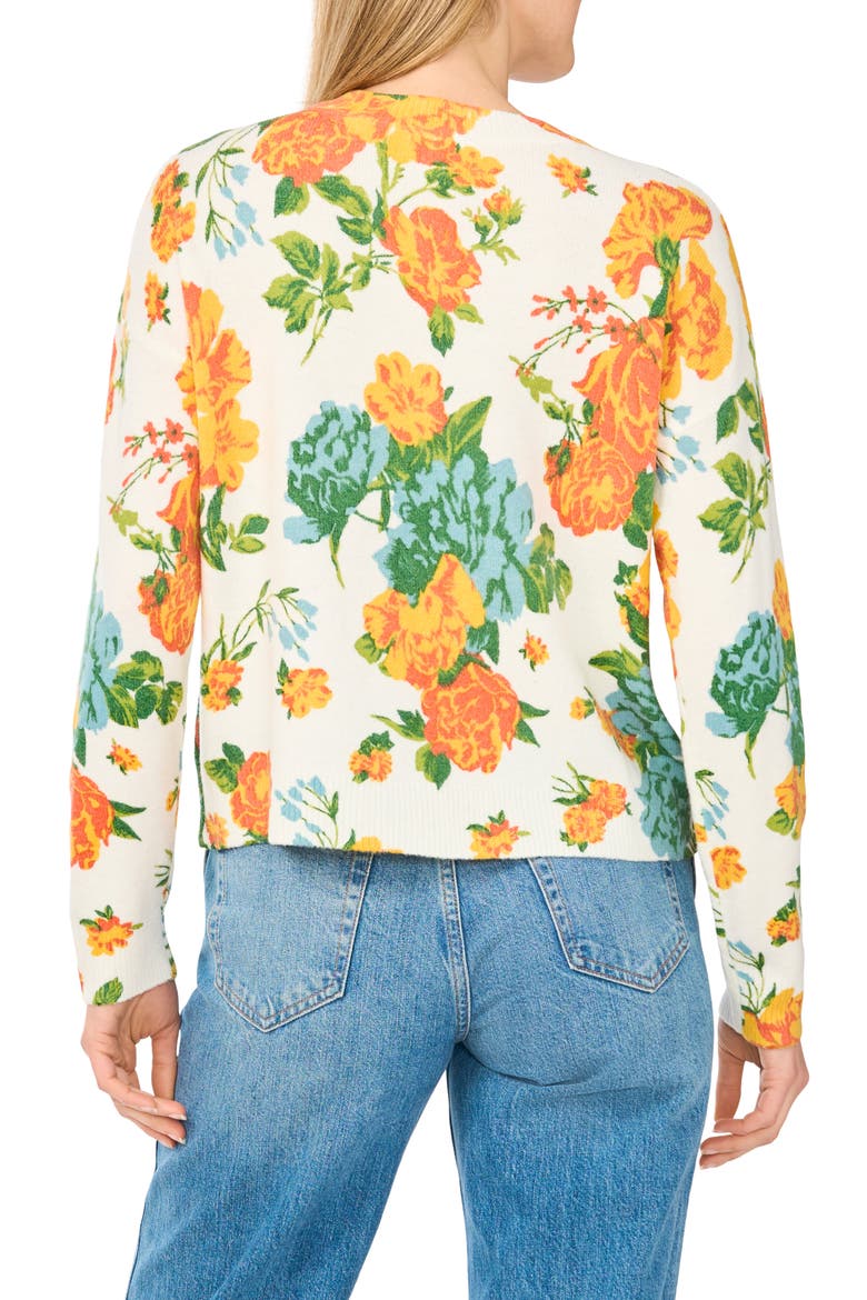 Floral Crewneck Sweater, Alternate, color, NEW IVORY