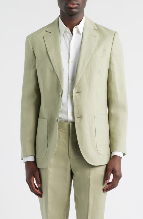 Henrik Trim Fit Solid Italian Linen Suit Separate Jacket (Regular & Big)