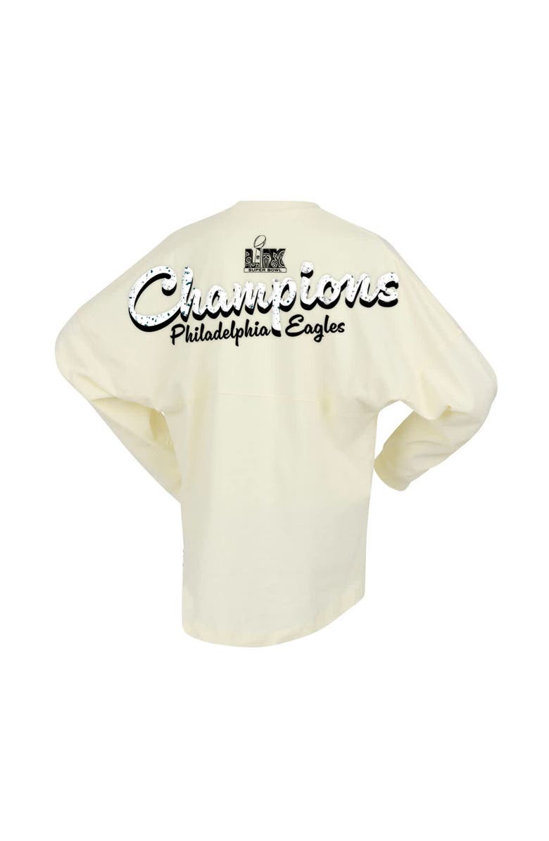 FANATICS Women's Fanatics  Cream Philadelphia Eagles Super Bowl LIX Champions Sparkle Spirit Jersey Oversized Long Sleeve T-Shirt, Alternate, color, 