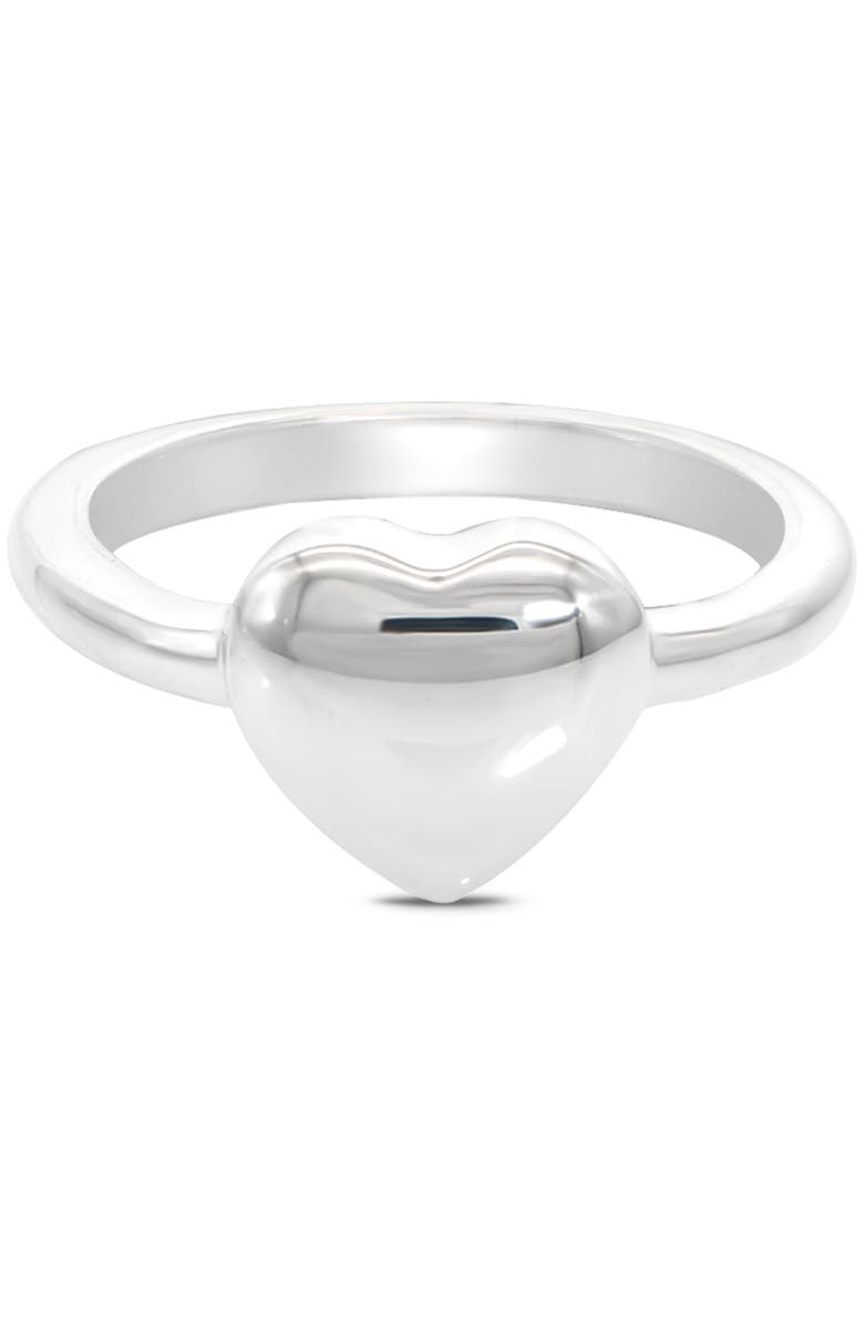 DEVATA Puffy Heart Ring in Sterling Silver, Main, color, Silver