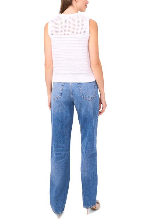 Halogenr Halogen(r) Open Stitch Sleeveless Cotton Side Button Sweater In Bright White