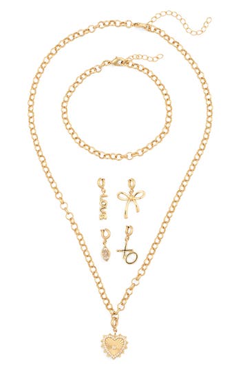 Leith Interchangeable Charm Necklace & Bracelet Set In Gold