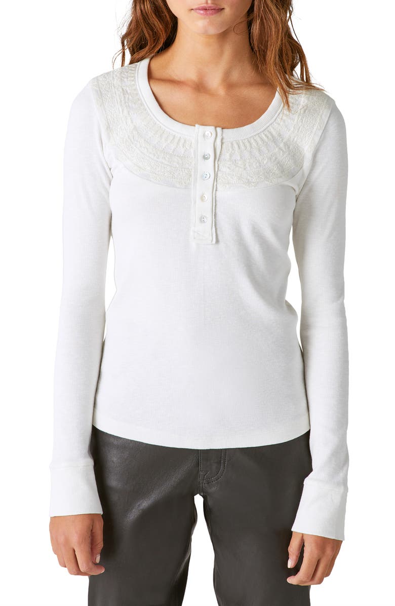 Lucky Brand Embroidered Fair Isle Henley Top, Main, color,