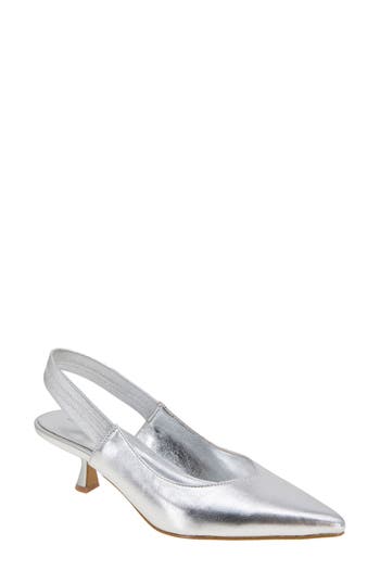 Bcbgeneration Kayla Pointed Toe Kitten Heel Pump In Silver