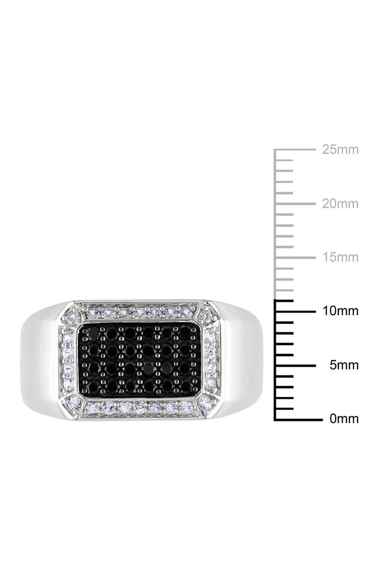 Men's Sterling Silver White Sapphire Halo Pavé Black Spinel Square Ring, Alternate, color, BLACK