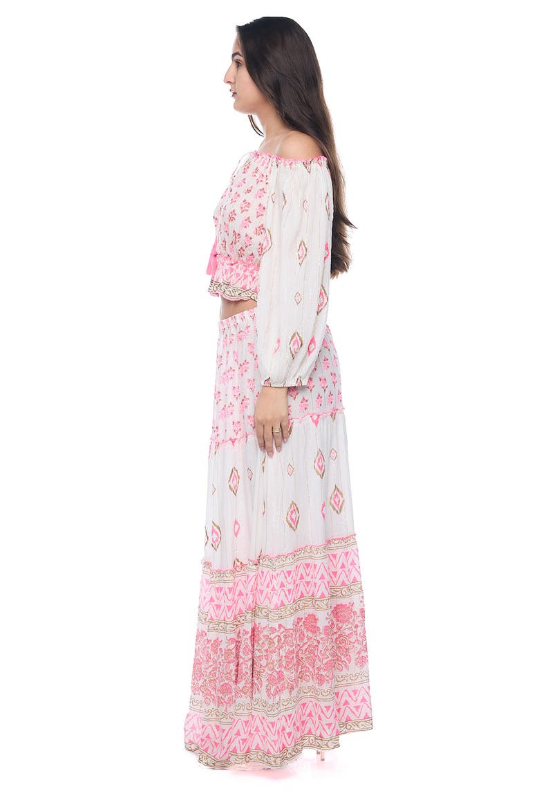 Off-the-Shoulder Top & Maxi Skirt Set, Alternate, color, PINK