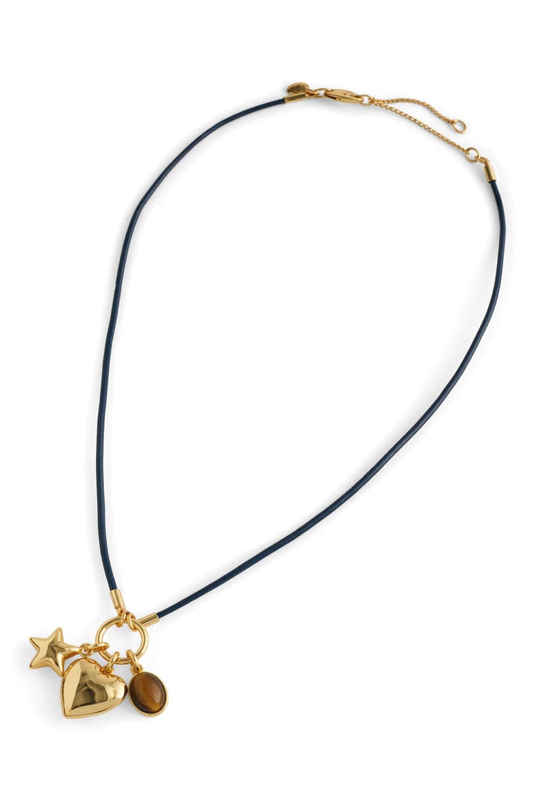 Heart Charm Cord Necklace, Main, color, ANTIQUE GOLD