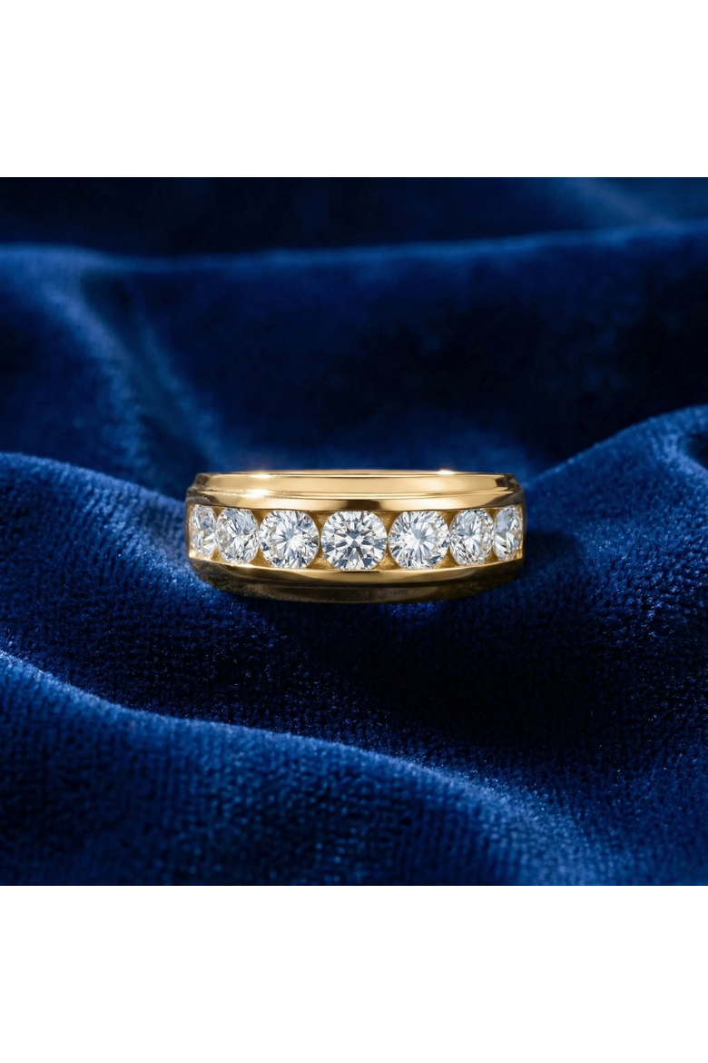 4Ct Men's Diamond Ring in 10k Gold Lab Grown, Alternate, color, 10k Yellow Gold