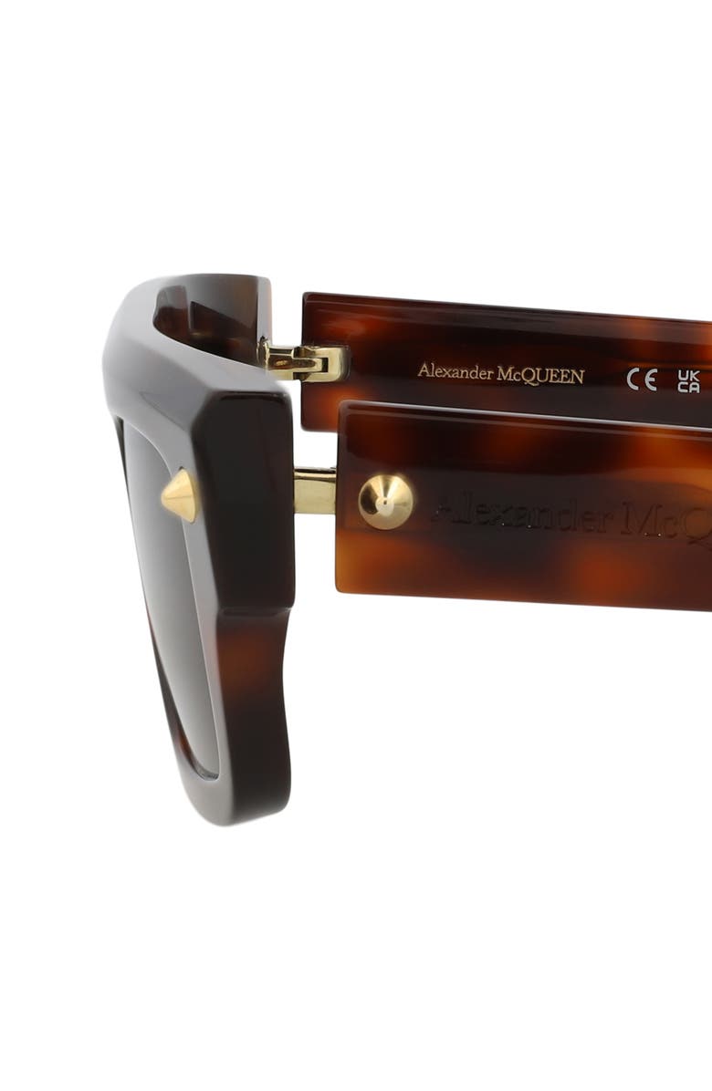 McQueen 52mm Rectangular Sunglasses, Alternate, color, Havana Havana Brown