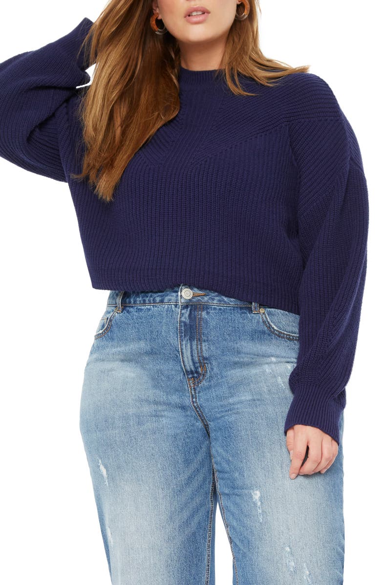 ELOQUII Bishop Sleeve Sweater, Main, color,