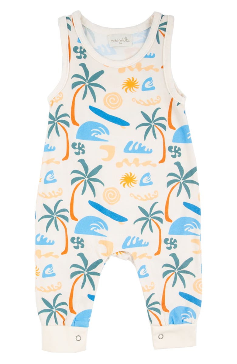 Miki Miette Drew Sleeveless Stretch Cotton Romper, Main, color, 