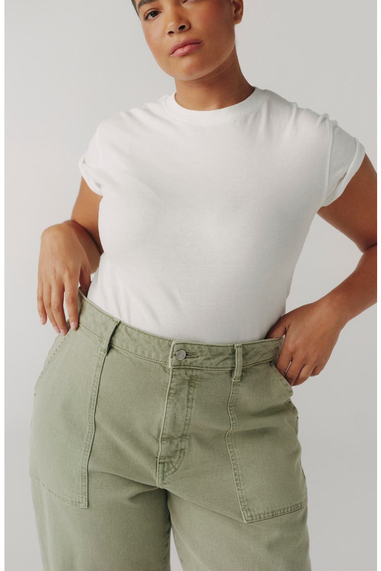BNA Soft Curve Barrel Jeans, Alternate, color, LAUREL GREEN