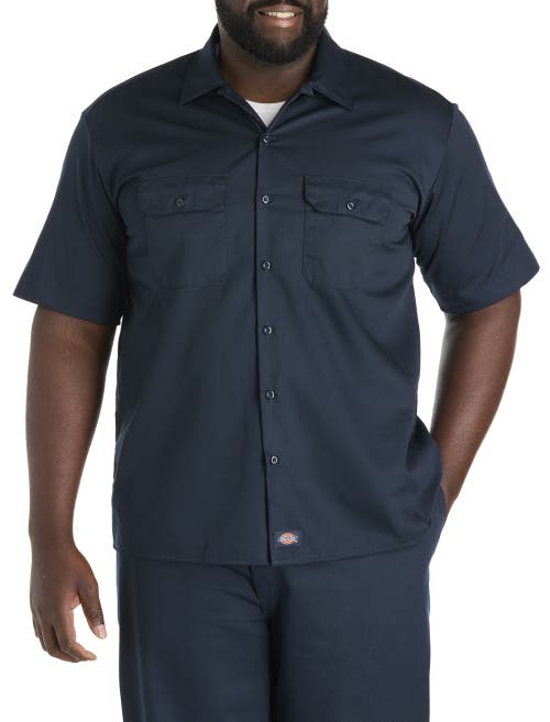 Dickies Big & Tall Performance Twill Work Shirt In Blue