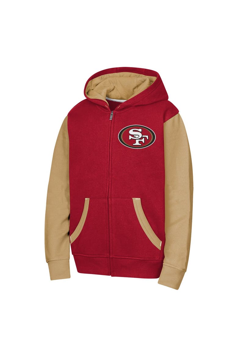 Youth Outerstuff Scarlet San Francisco 49ers Stadium Colorblock Full-Zip Hoodie, Alternate, color, Scarlet