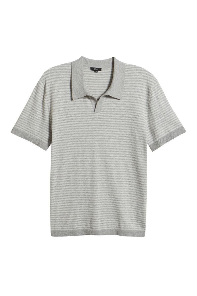 Hayden Stripe Johnny Collar Polo, Alternate, color, HEATHER GREY STRIPE