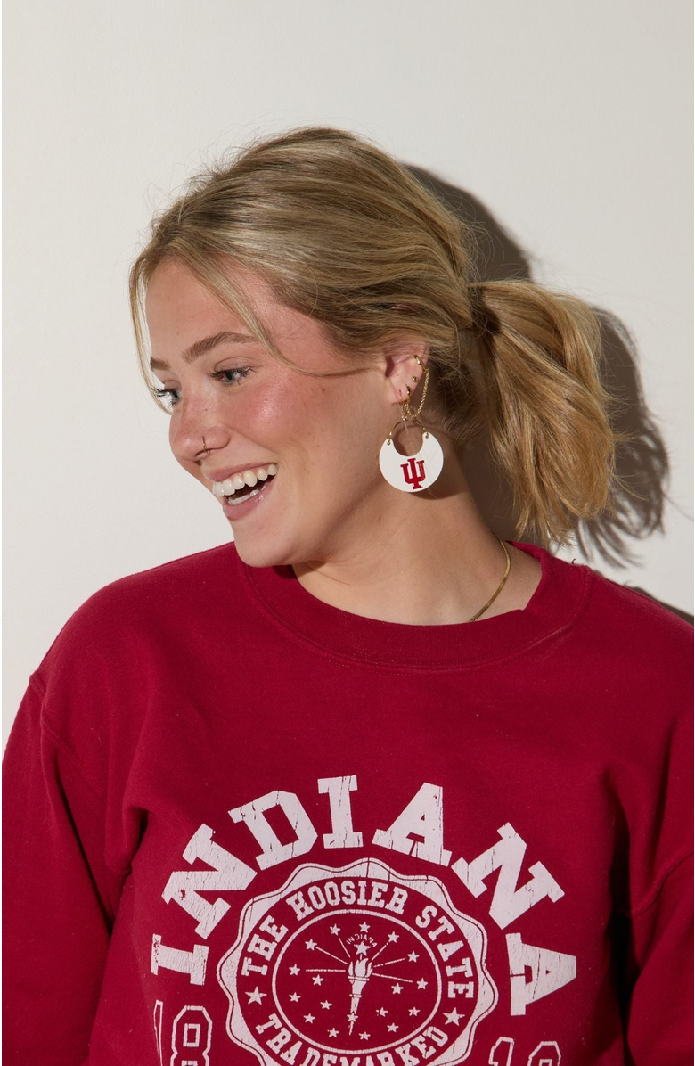 Nickel & Suede University Ninas Earrings, Alternate, color, Iu White / Gold