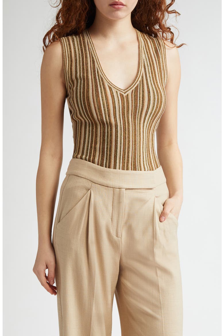 Sid Sparkle Stripe Rib Sweater Tank, Main, color, GOLD BRONZE