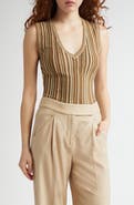 Veronica Beard Sid Sparkle Stripe Rib Sweater Tank