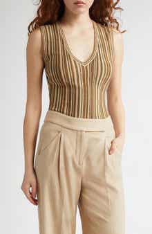 Veronica Beard Sid Sparkle Stripe Rib Sweater Tank