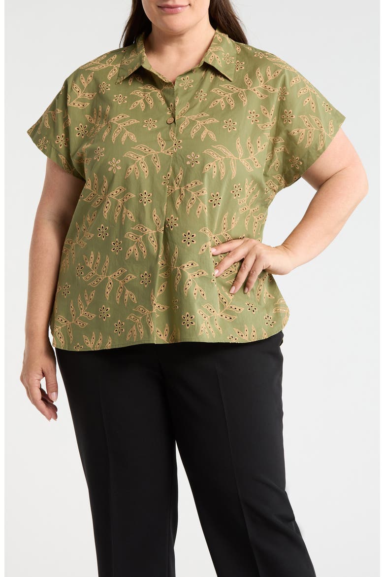 Eyelet Camp Shirt, Main, color, AGAVE SAND