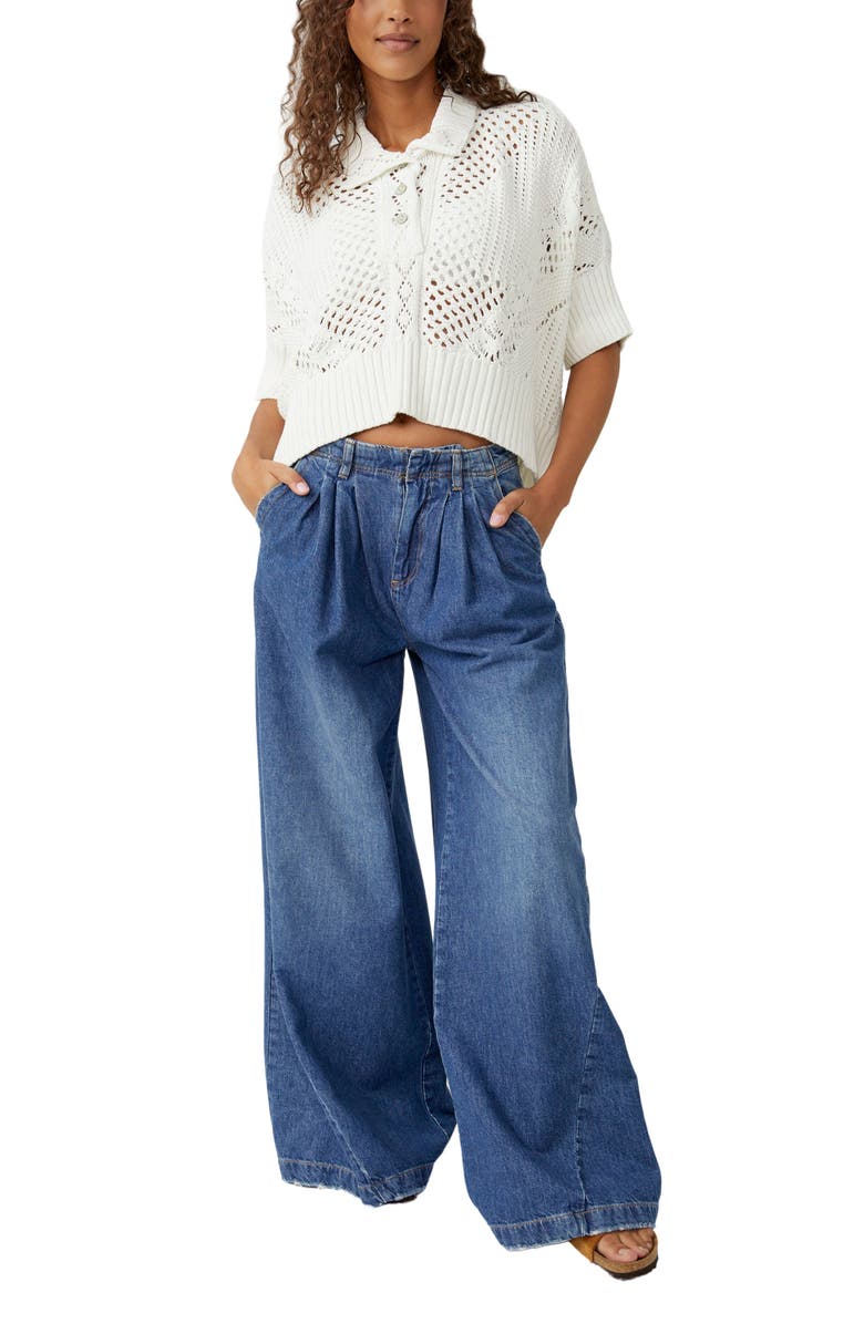 Free People To the Point Open Stitch Polo Sweater, Alternate, color,