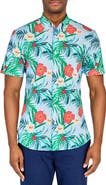 CONSTRUCT Slim Fit Tropical Recycled 4-Way Stretch Performance Short Sleeve Shirt