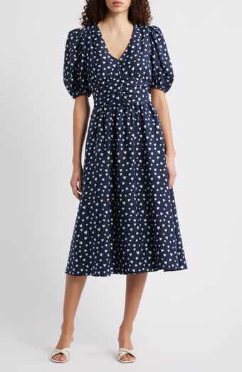 Caslon® Puff Sleeve Heart Midi Dress