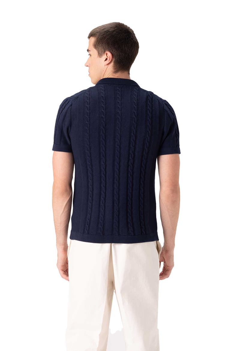 Men's JC Polo Cable-Knit Sweater, Alternate, color, Navy