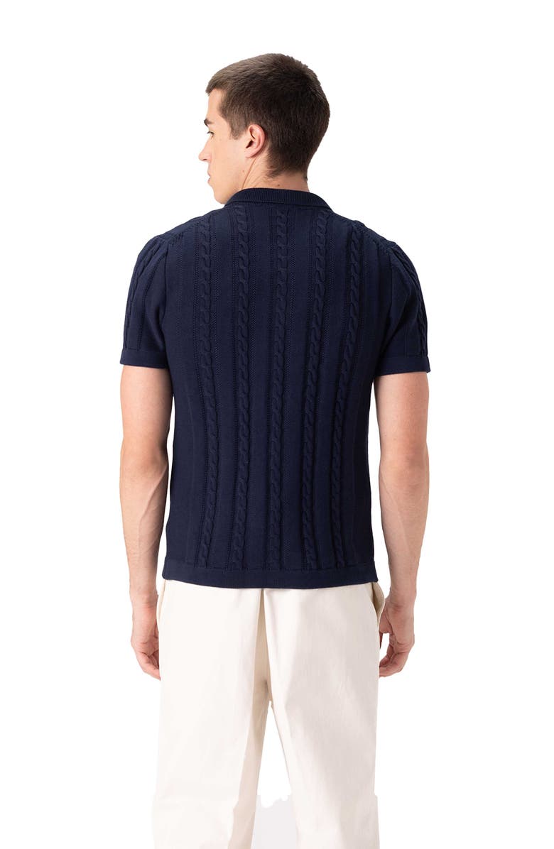 Members Only Men's JC Polo Cable-Knit Sweater, Alternate, color, Navy