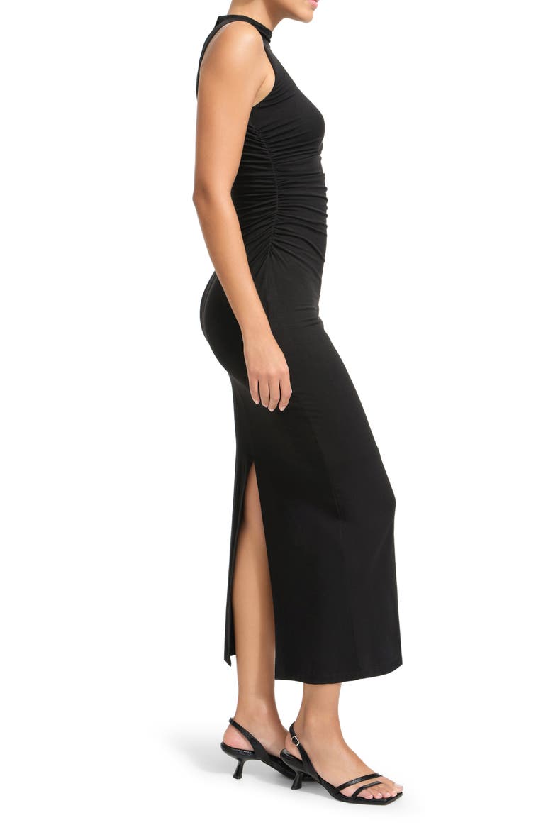 Astin Mock Neck Ruched Jersey Maxi Dress, Alternate, color, BLACK